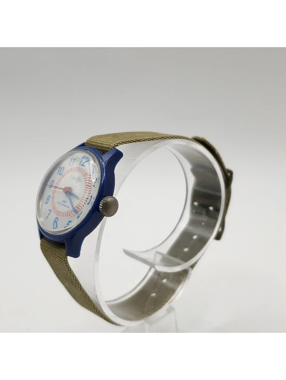 Vintage Timex Kids Mechanical Blue Watch 25mm Running
